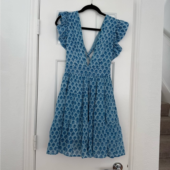 Oliphant Cross Back Mini Dress Fern Blue Size Small - Picture 2 of 9